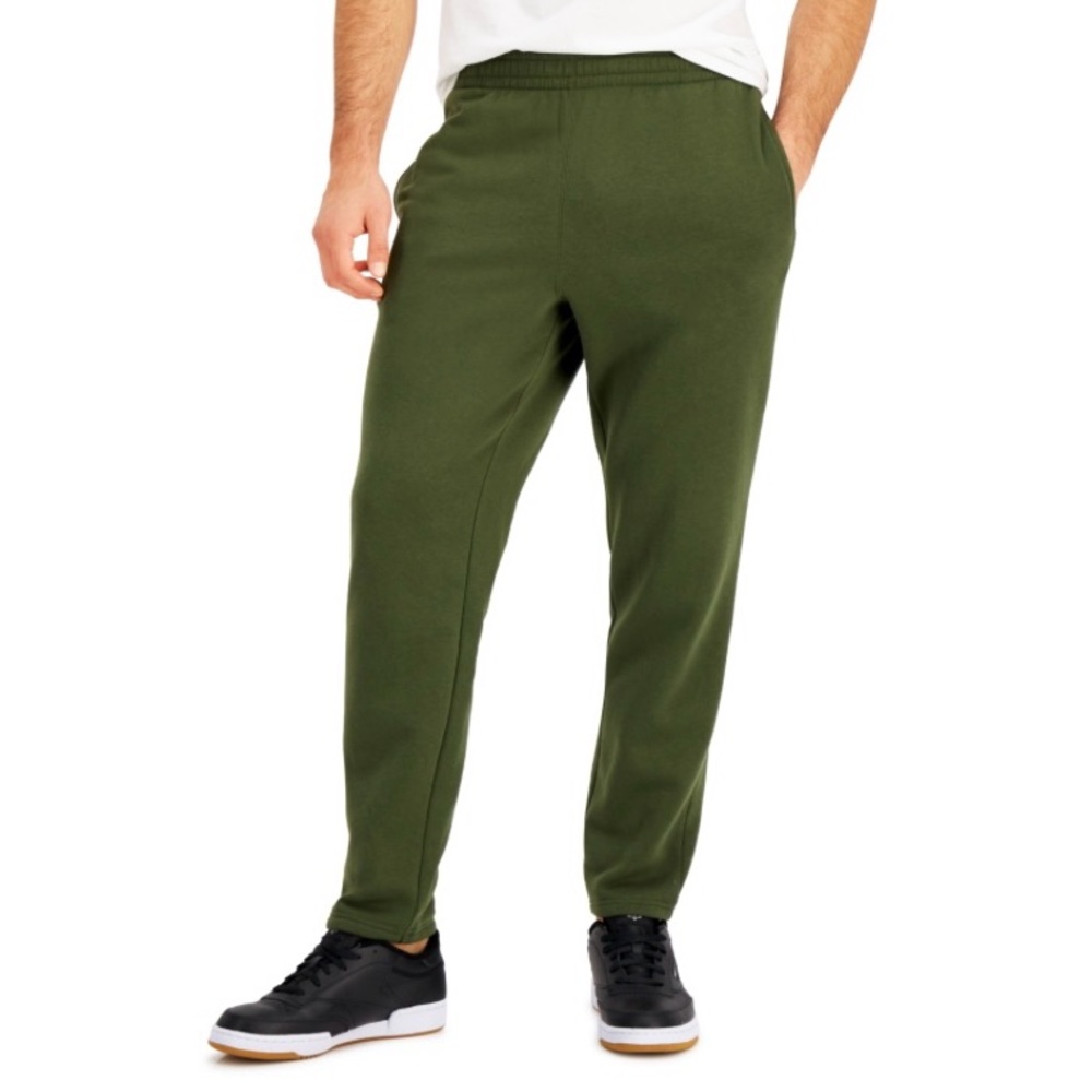ID Ideology Men's Green Solid Fleece Pants,